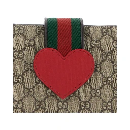 Beige Handbag with GG Canvas and Heart Detail in Cotton Blend Girl