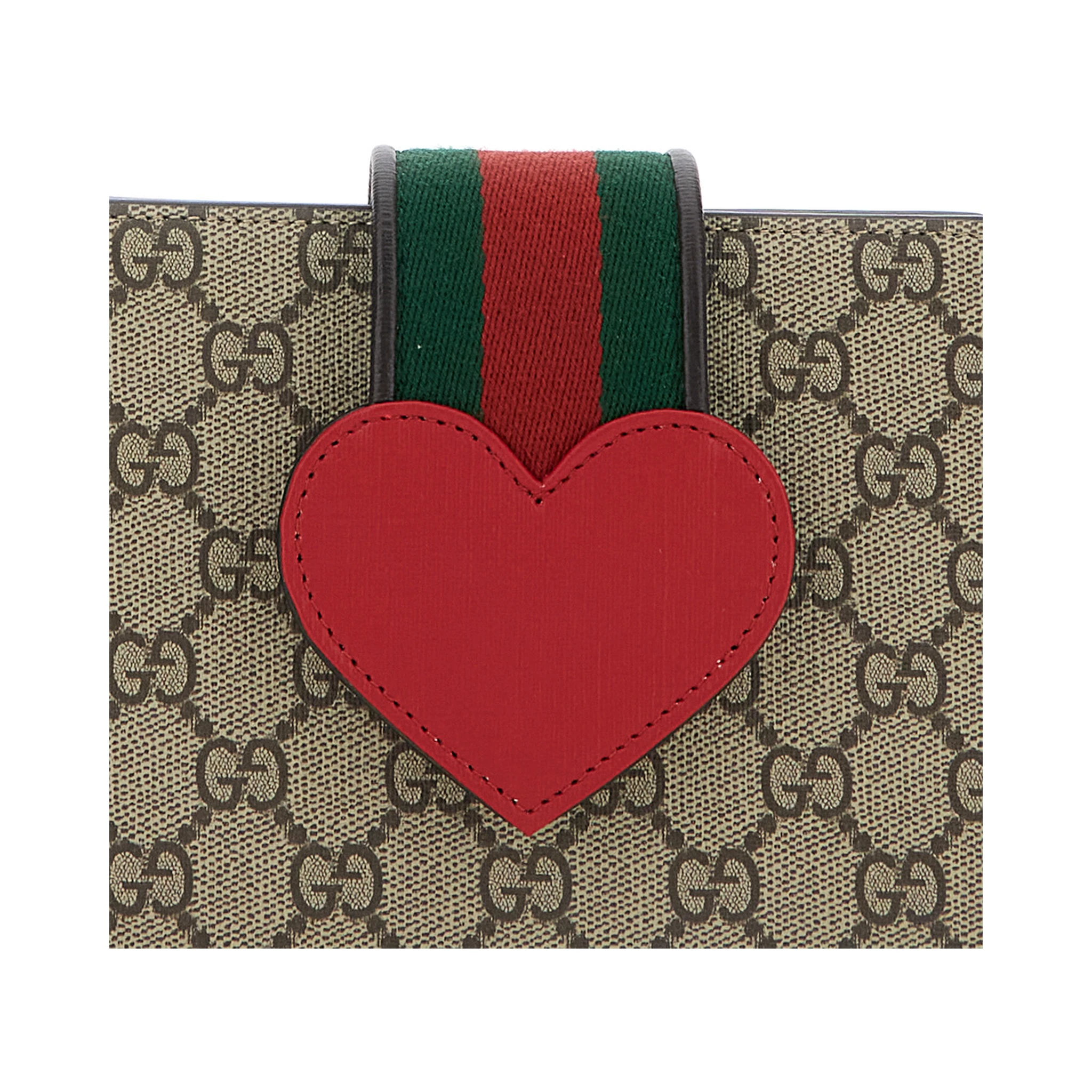 Beige Handbag with GG Canvas and Heart Detail in Cotton Blend Girl