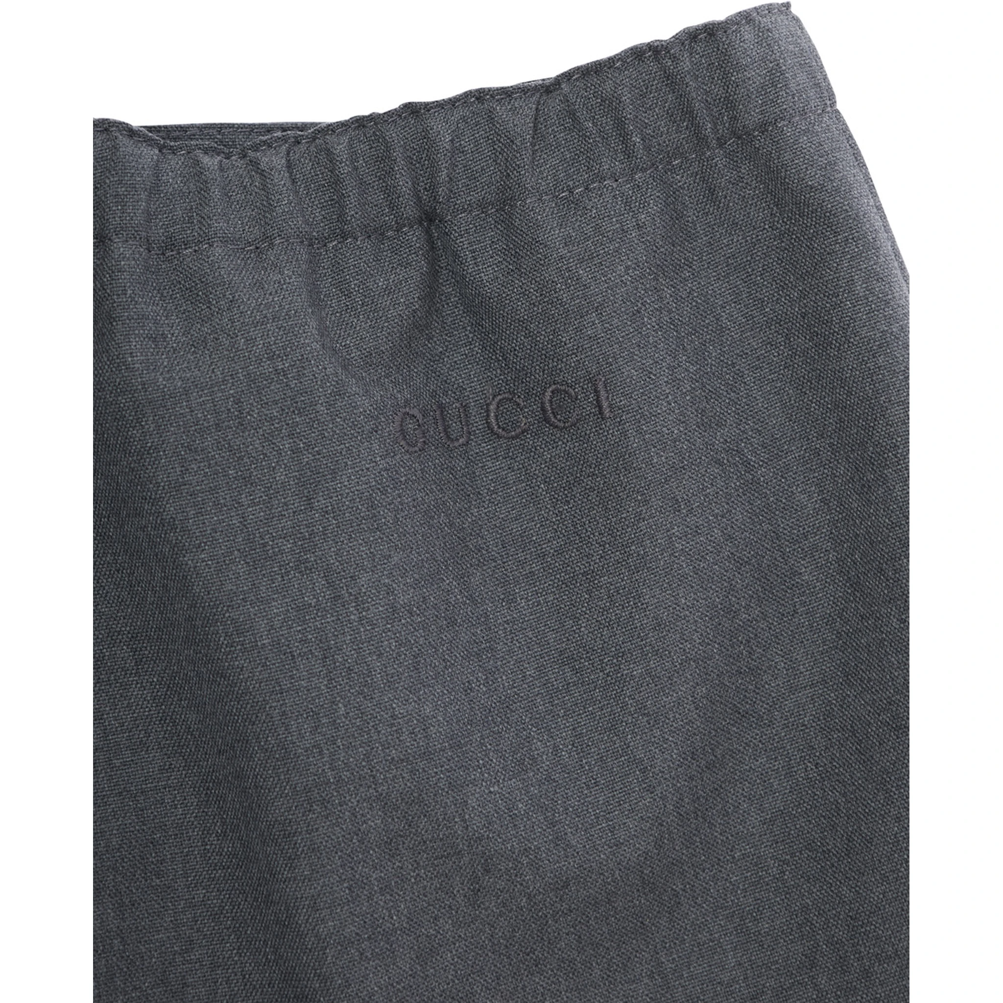 Grey Shorts with Elastic Waist and Logo Lettering in Fabric Baby