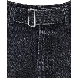 Arcane Grey Jeans with Belt and Turn-Up Hem in Denim Woman