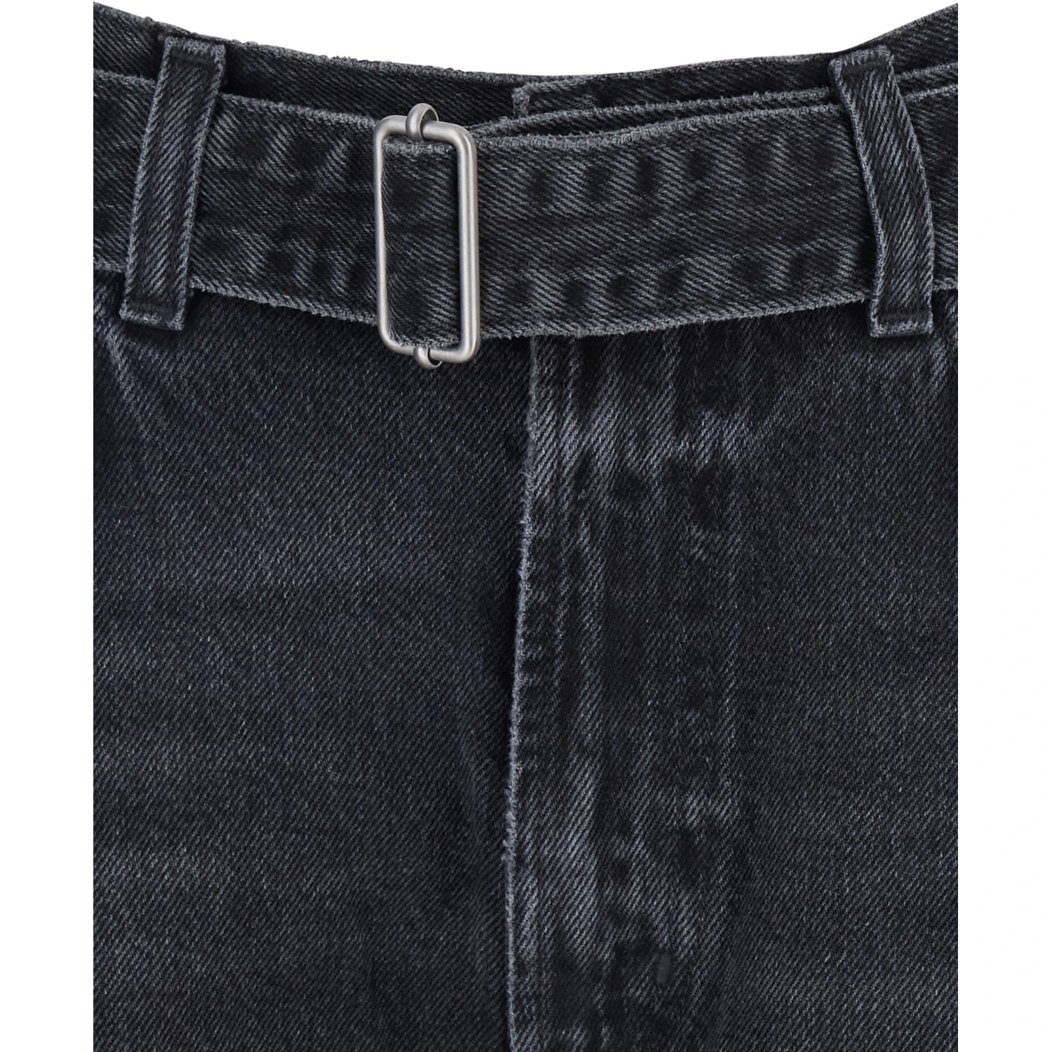 Arcane Grey Jeans with Belt and Turn-Up Hem in Denim Woman
