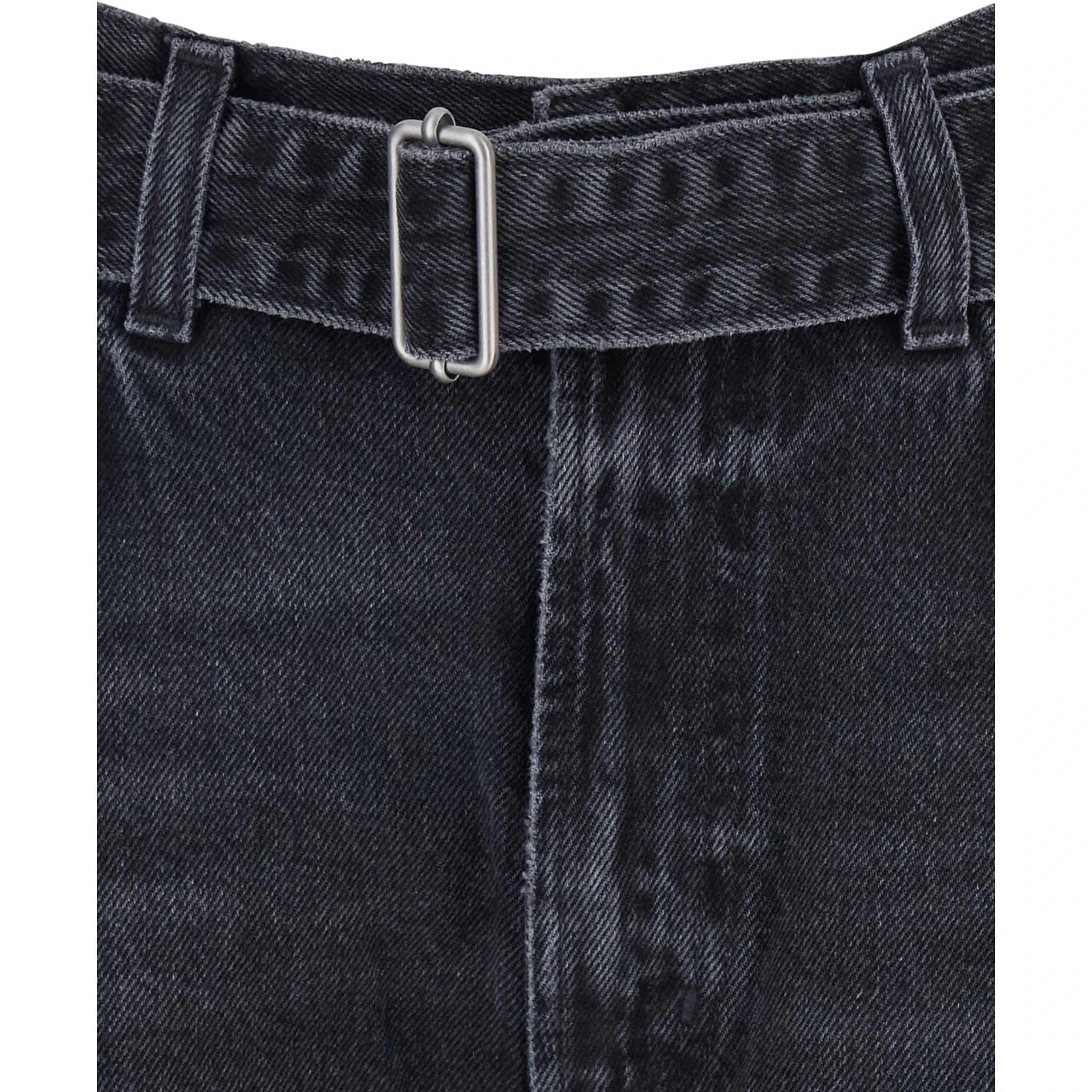 Arcane Grey Jeans with Belt and Turn-Up Hem in Denim Woman