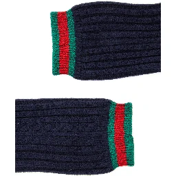 Blue Knit Socks with Web Detail on the Ankle in Cotton Baby