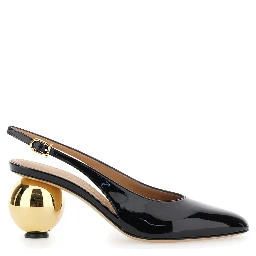 Tessie Black Slingback Pumps with Spherical Heel in Patent Leather Woman