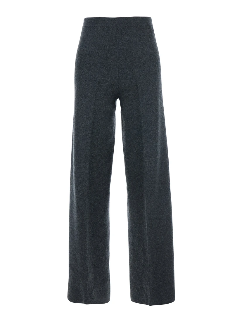 Grey Trousers with Back Pocket in Stretch Wool Woman