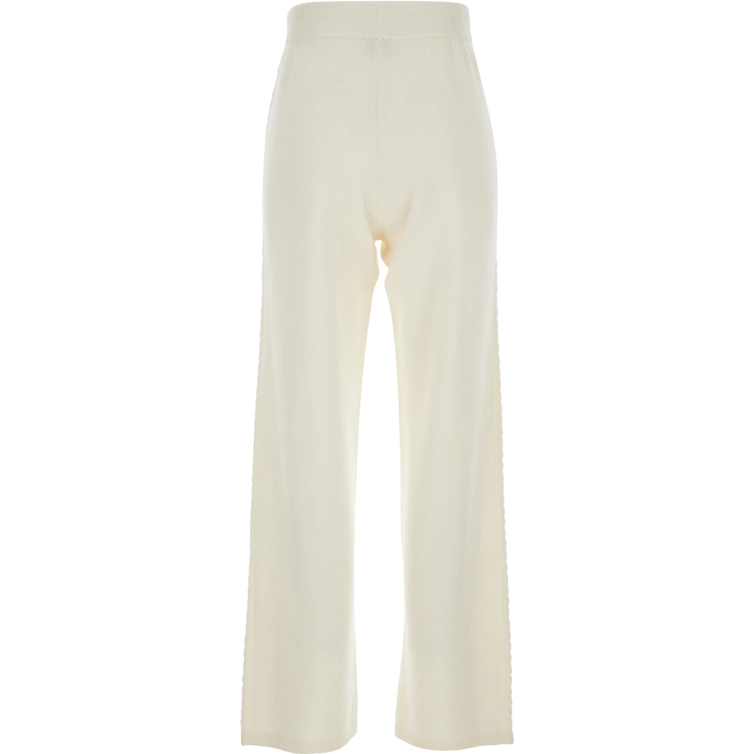 White Pants with Elastic Drawstring Waist in Cashmere Woman