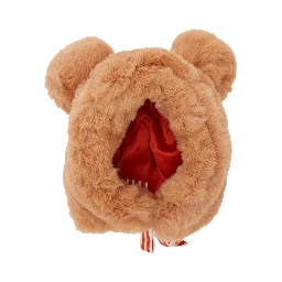 Pink Hat with Ear Detail and Striped Bow in Ecofur Girl