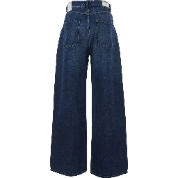 Poppy Blue Jeans with Logo Patch on the Rear and Belt Loops in Denim Woman
