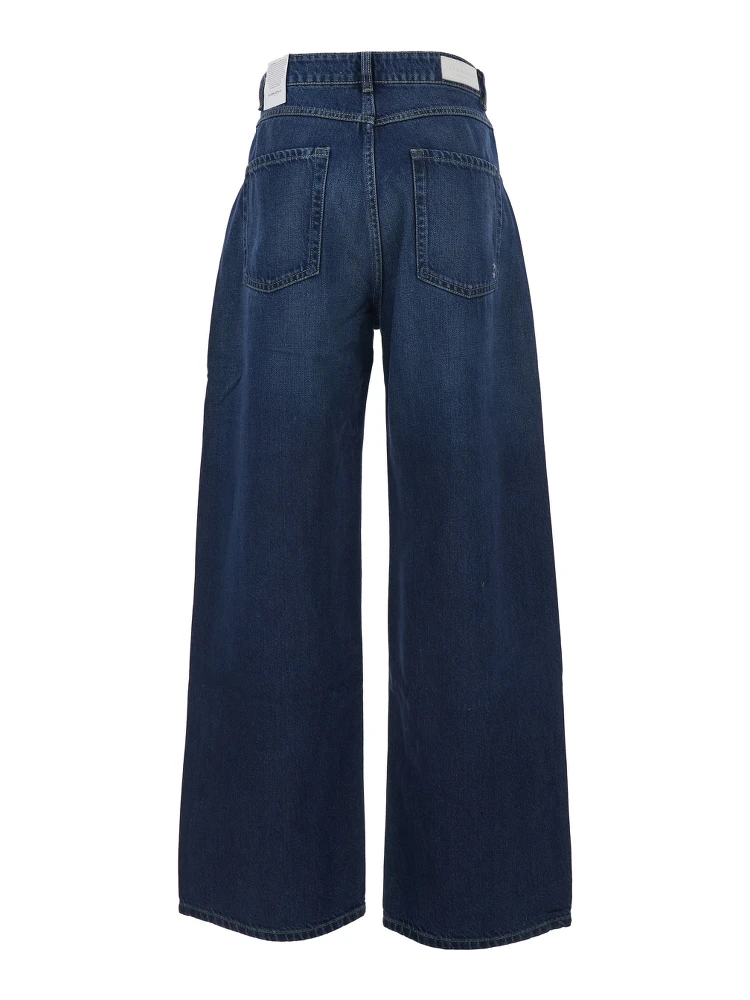Poppy Blue Jeans with Logo Patch on the Rear and Belt Loops in Denim Woman alternative