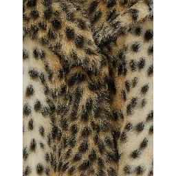 Brown Fur Coat with All-Over Leopard Print in Faux Fur Woman