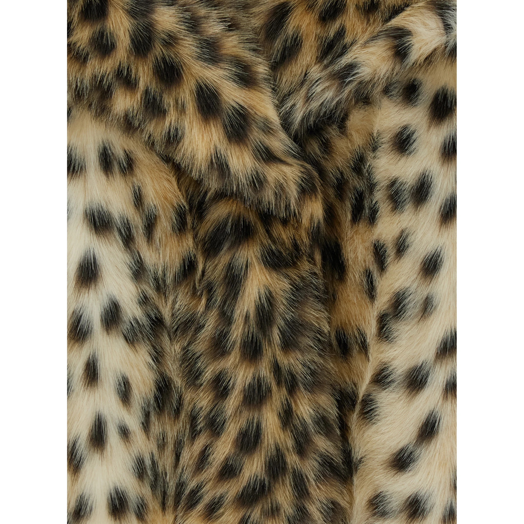 Brown Fur Coat with All-Over Leopard Print in Faux Fur Woman