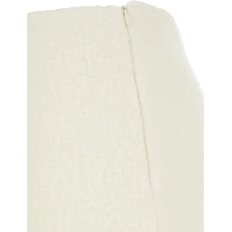 White Mini Skirt with Hidden Side Closure in Fabric Woman