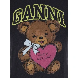 Black Crewneck T-Shirt with Maxi Logo on the Front in Cotton Jersey Woman