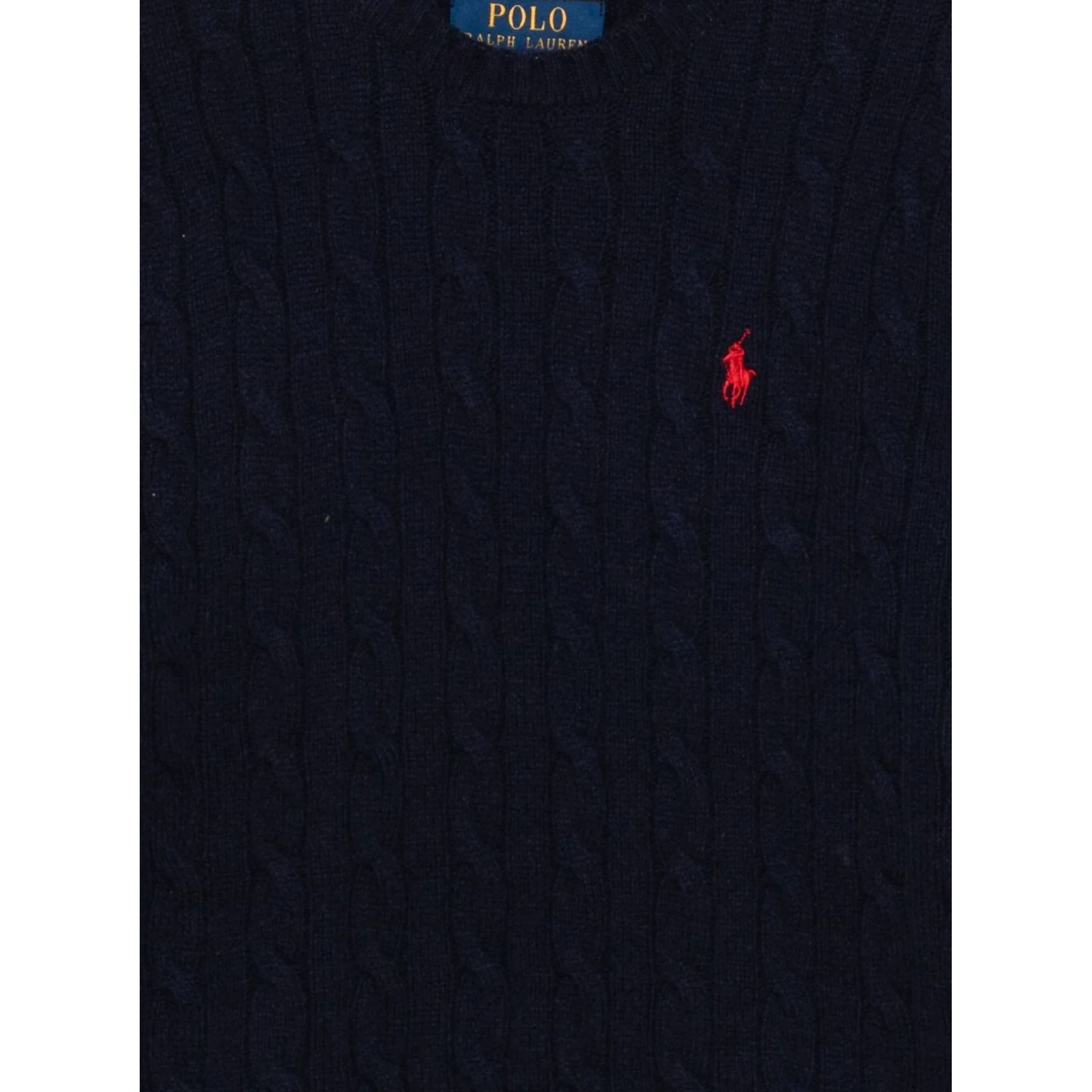 Blue Sweater with Round Neck and Pony Embroidery on the Front in Wool and Cashmere Boy