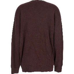Bordeaux V-Neck Sweater with Ring Detail at the Waist in Fabric Woman