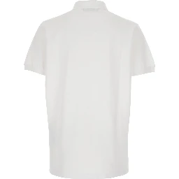 White Polo Shirt with Classic Collar and Logo Lettering on the Front in Cotton Man