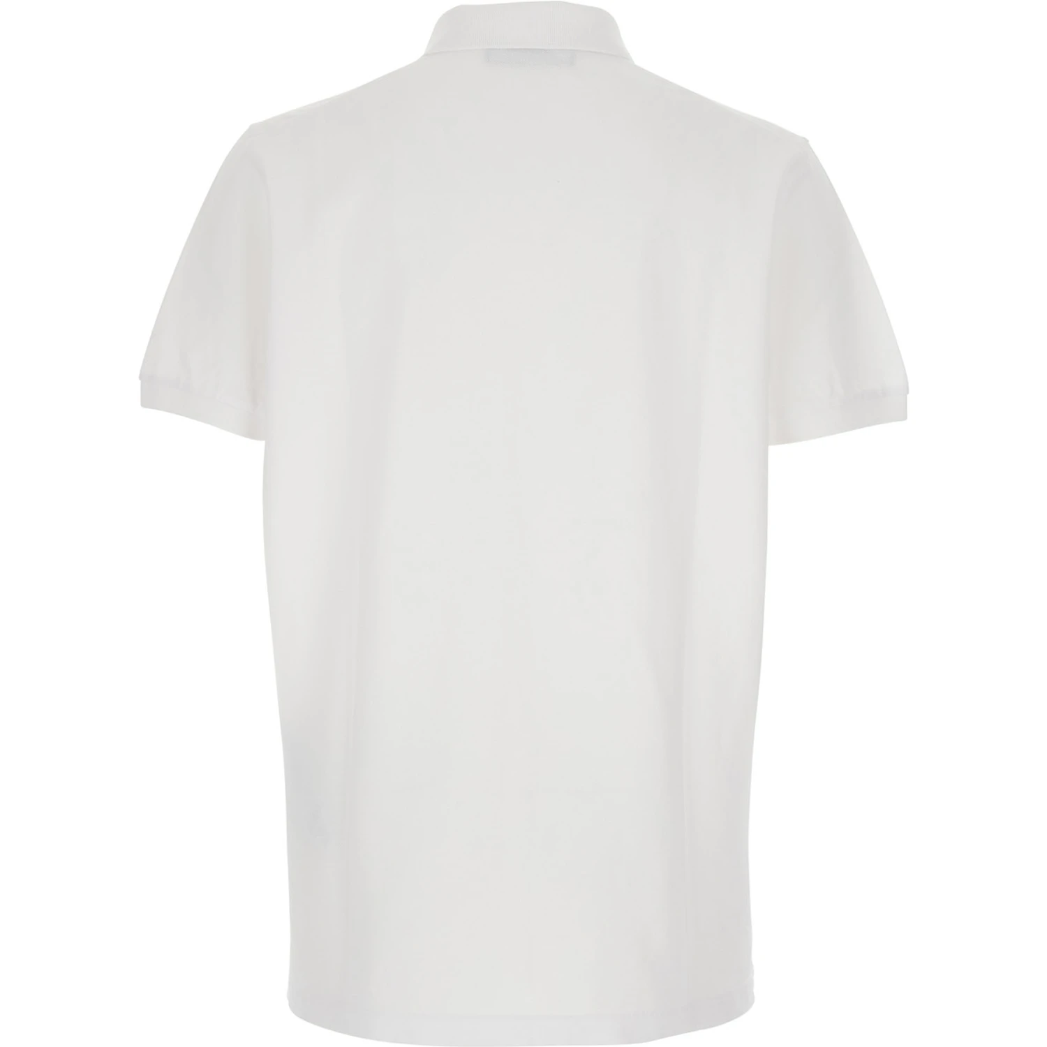 White Polo Shirt with Classic Collar and Logo Lettering on the Front in Cotton Man
