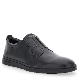 Alfie Black Sneakers with Gancini Detail on the Side and Embossed Logo Lettering on the Side in Leather Man