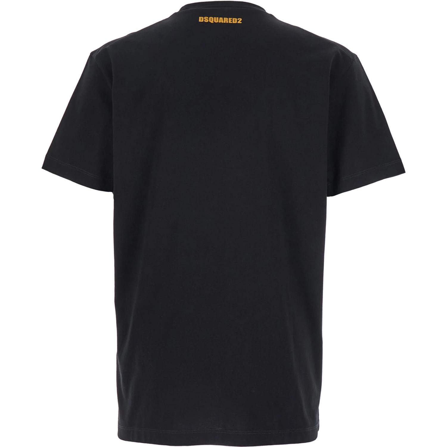 Black Crewneck T-Shirt with Print on the Front and Logo Lettering on the Rear in Cotton Man