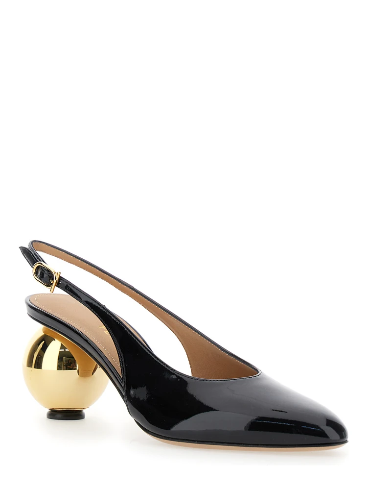 Tessie Black Slingback Pumps with Spherical Heel in Patent Leather Woman alternative