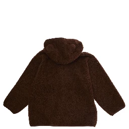 Brown High Neck Sweatshirt with Logo Patch on the Front in Faux Fur Girl