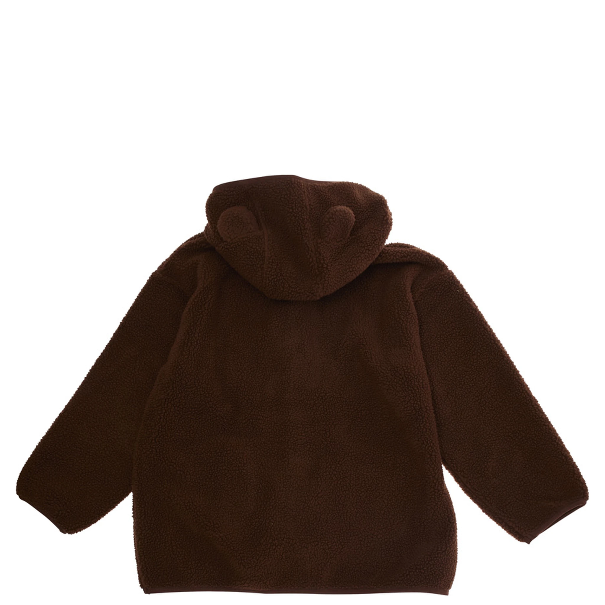 Brown High Neck Sweatshirt with Logo Patch on the Front in Faux Fur Girl