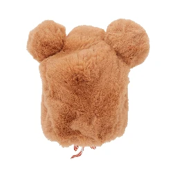 Pink Hat with Ear Detail and Striped Bow in Ecofur Girl