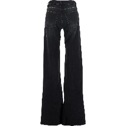 Black Jeans with Faded Effect and Wide Legi n Denim Woman