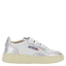 Kidstripes White Low Top Sneakers with Logo Patch on Tongue and Side in Leather Blend Girl