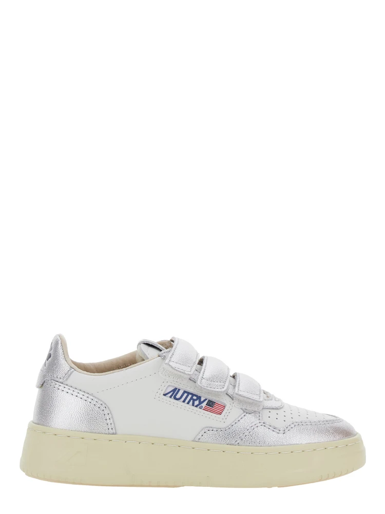 Kidstripes White Low Top Sneakers with Logo Patch on Tongue and Side in Leather Blend Girl