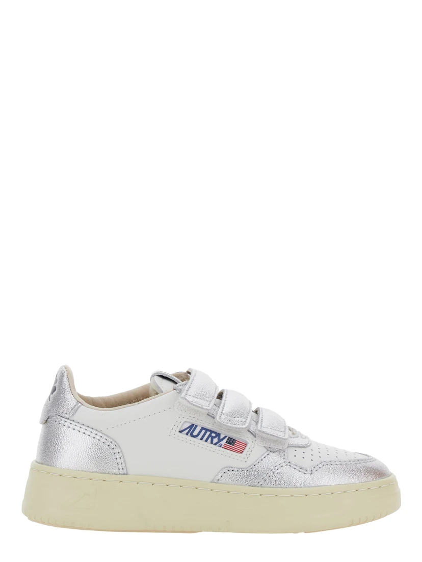 Kidstripes White Low Top Sneakers with Logo Patch on Tongue and Side in Leather Blend Girl