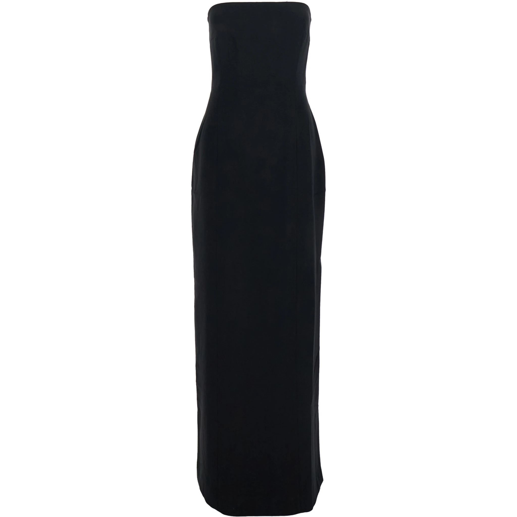 فستان أندرسون الأسود الطويل ذو الكتف المكشوف والفتحة الخلفية من قماش التويل للنساء