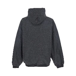 Grey Sweatshirt with Fixed Hood and Logo Detail on the Front in Cotton Man
