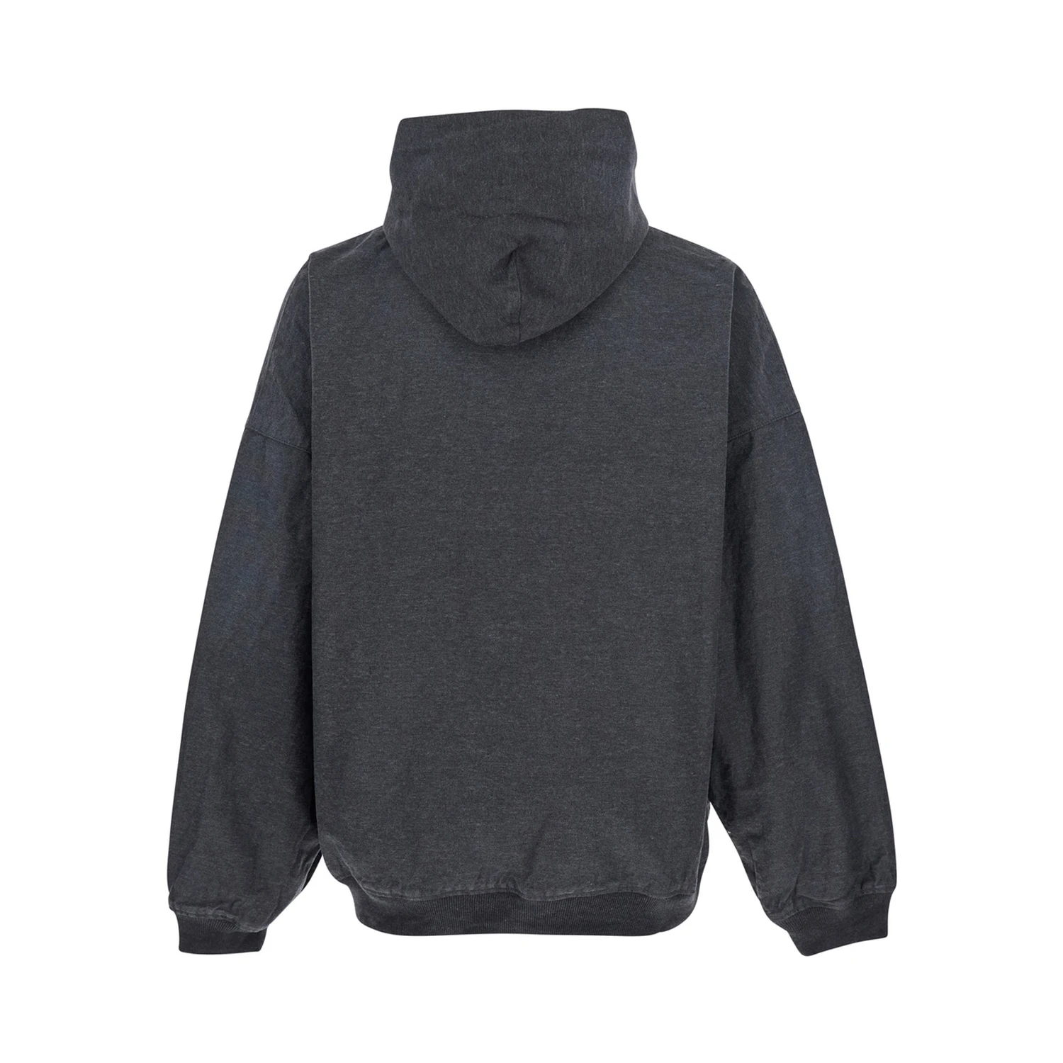 Grey Sweatshirt with Fixed Hood and Logo Detail on the Front in Cotton Man