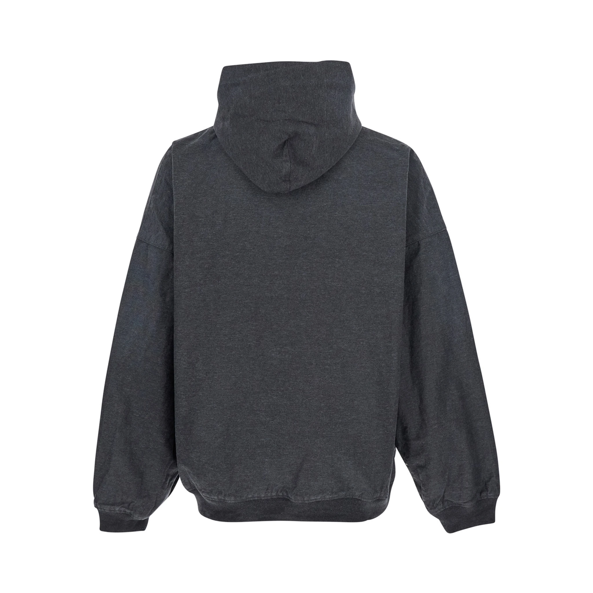 Grey Sweatshirt with Fixed Hood and Logo Detail on the Front in Cotton Man
