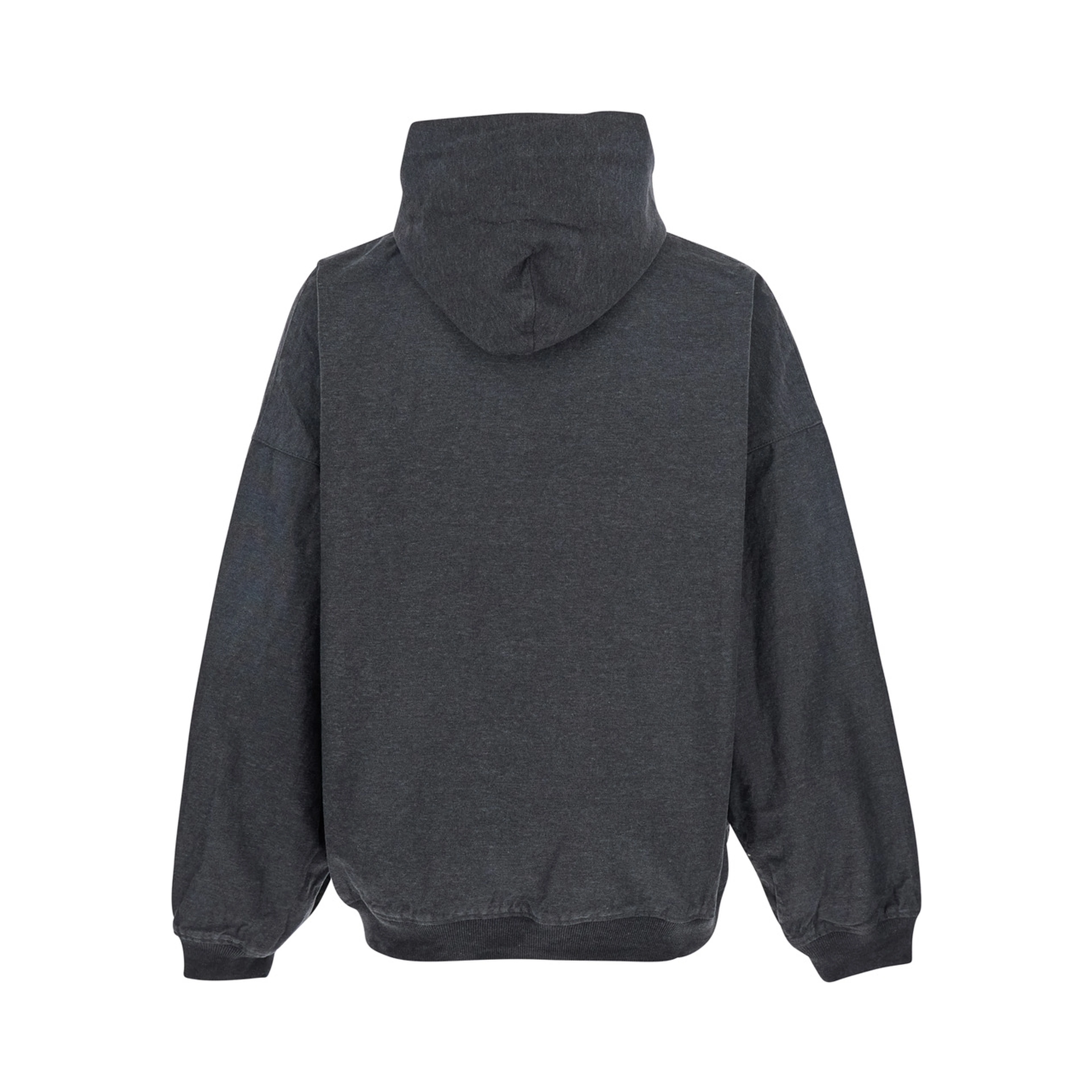 Grey Sweatshirt with Fixed Hood and Logo Detail on the Front in Cotton Man