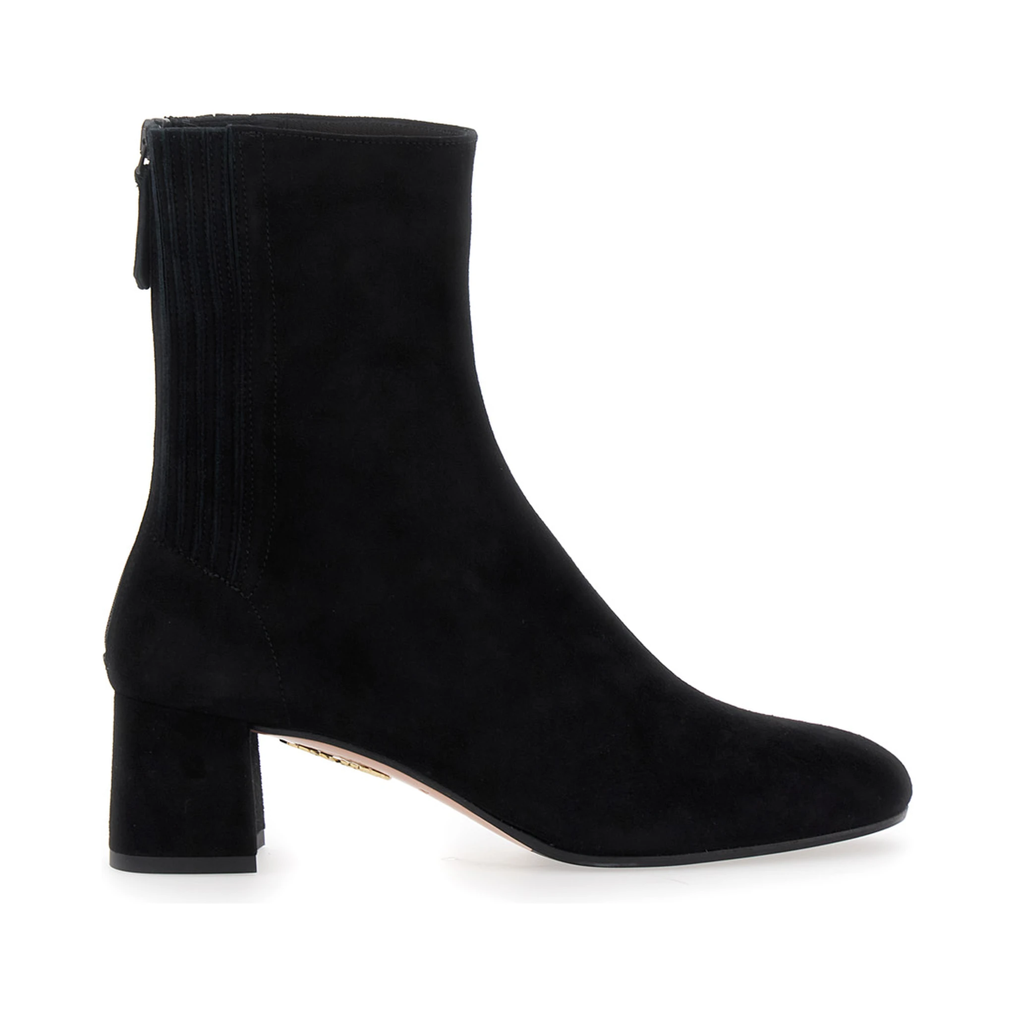 Saint Honore Black Ankle Boots with Low Block Heel and Rear Zip Closure in Suede Woman