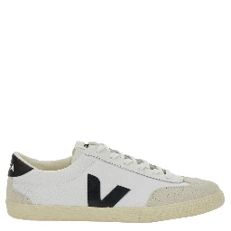 V-10 White Sneakers with Side Logo Application in Leather Unisex