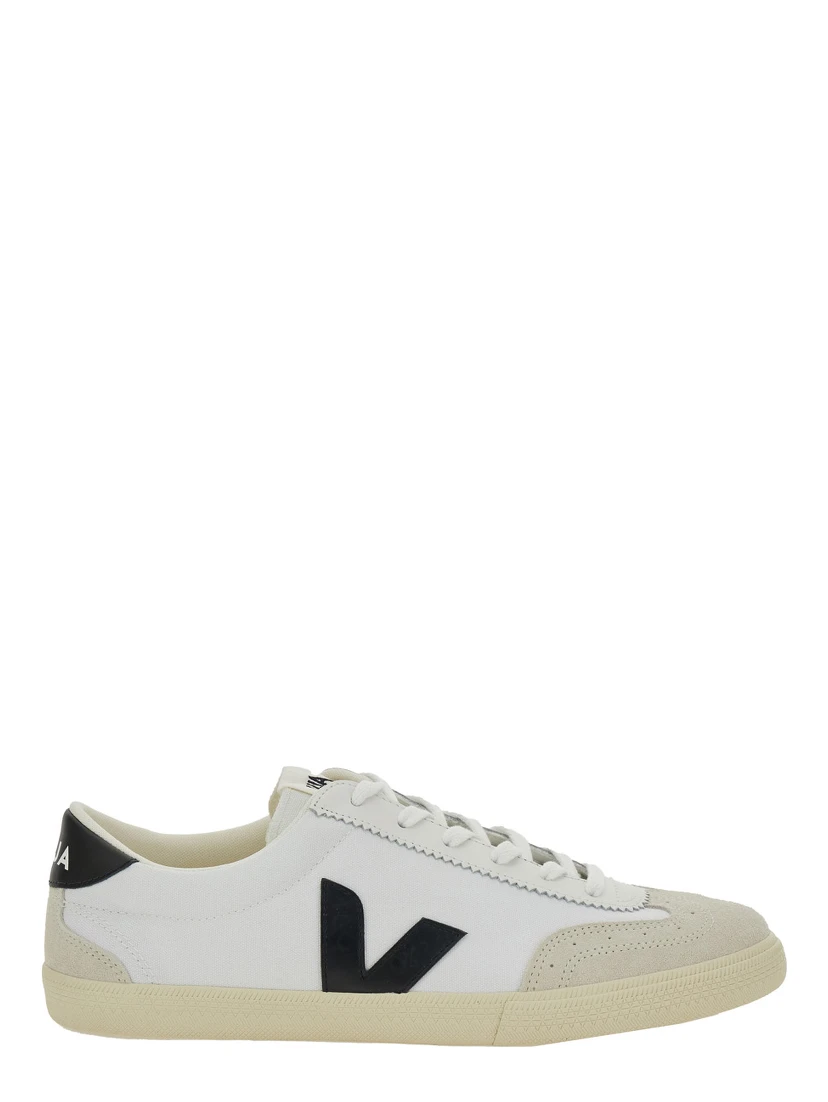 V-10 White Sneakers with Side Logo Application in Leather Unisex