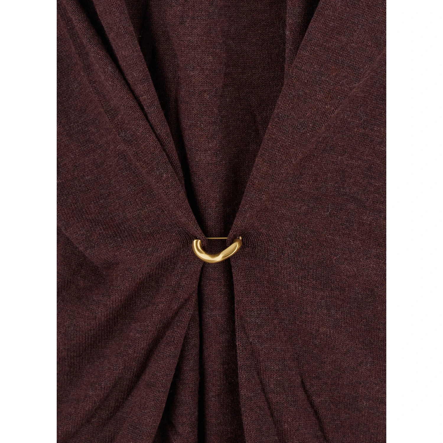 Bordeaux V-Neck Sweater with Ring Detail at the Waist in Fabric Woman