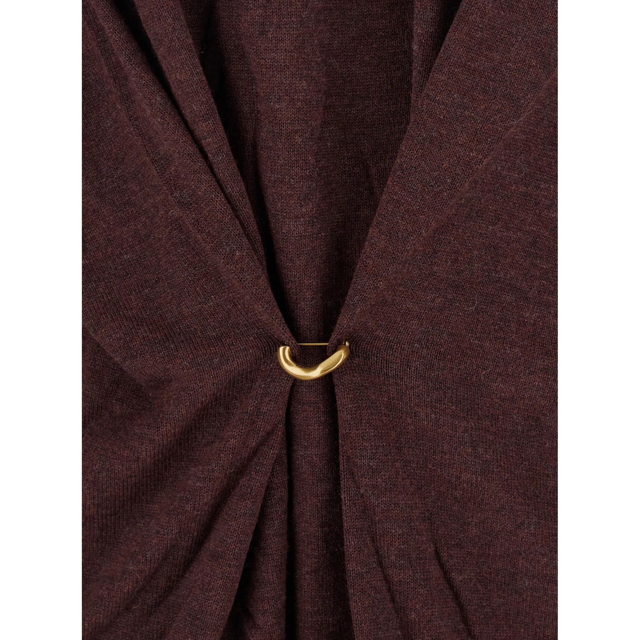 Bordeaux V-Neck Sweater with Ring Detail at the Waist in Fabric Woman