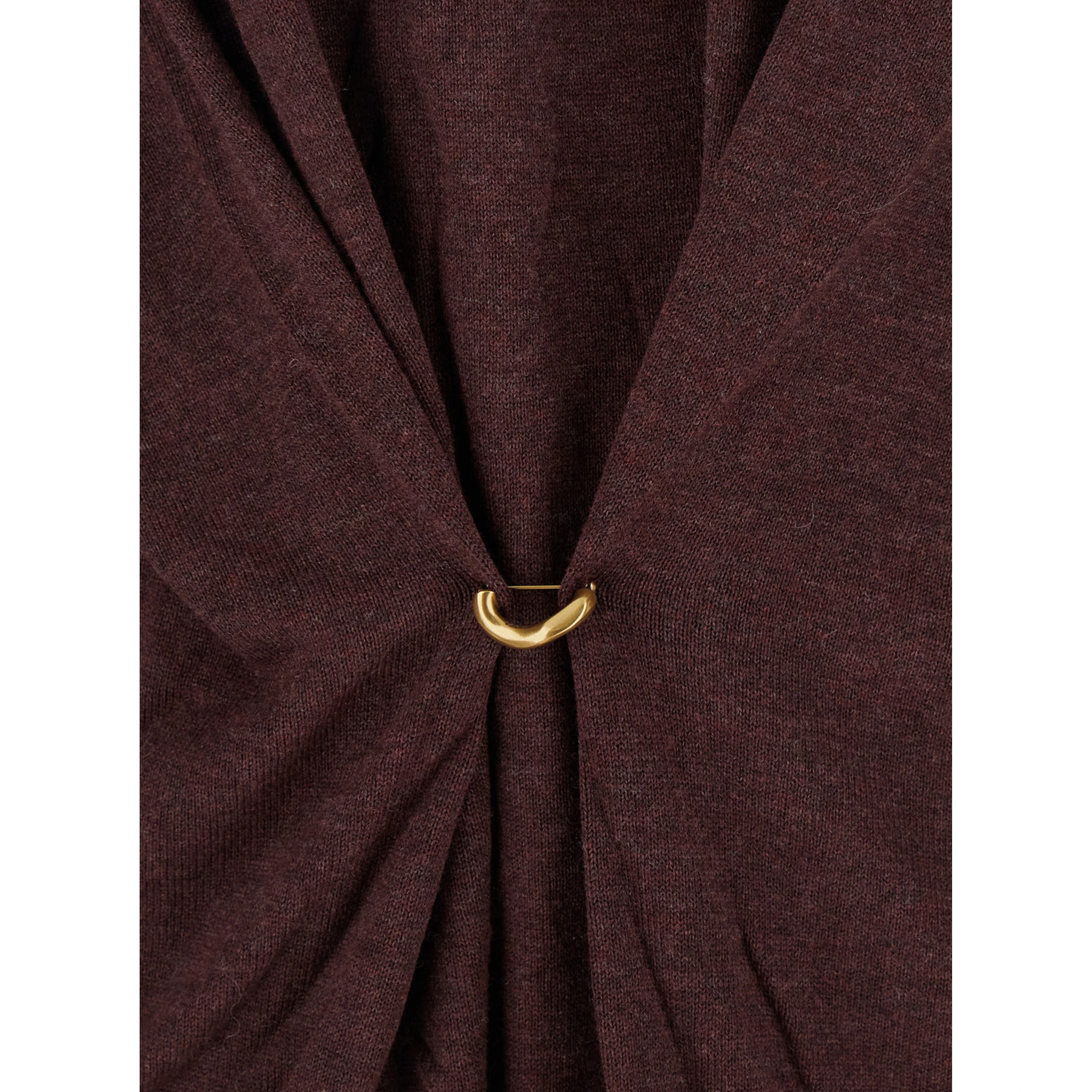 Bordeaux V-Neck Sweater with Ring Detail at the Waist in Fabric Woman