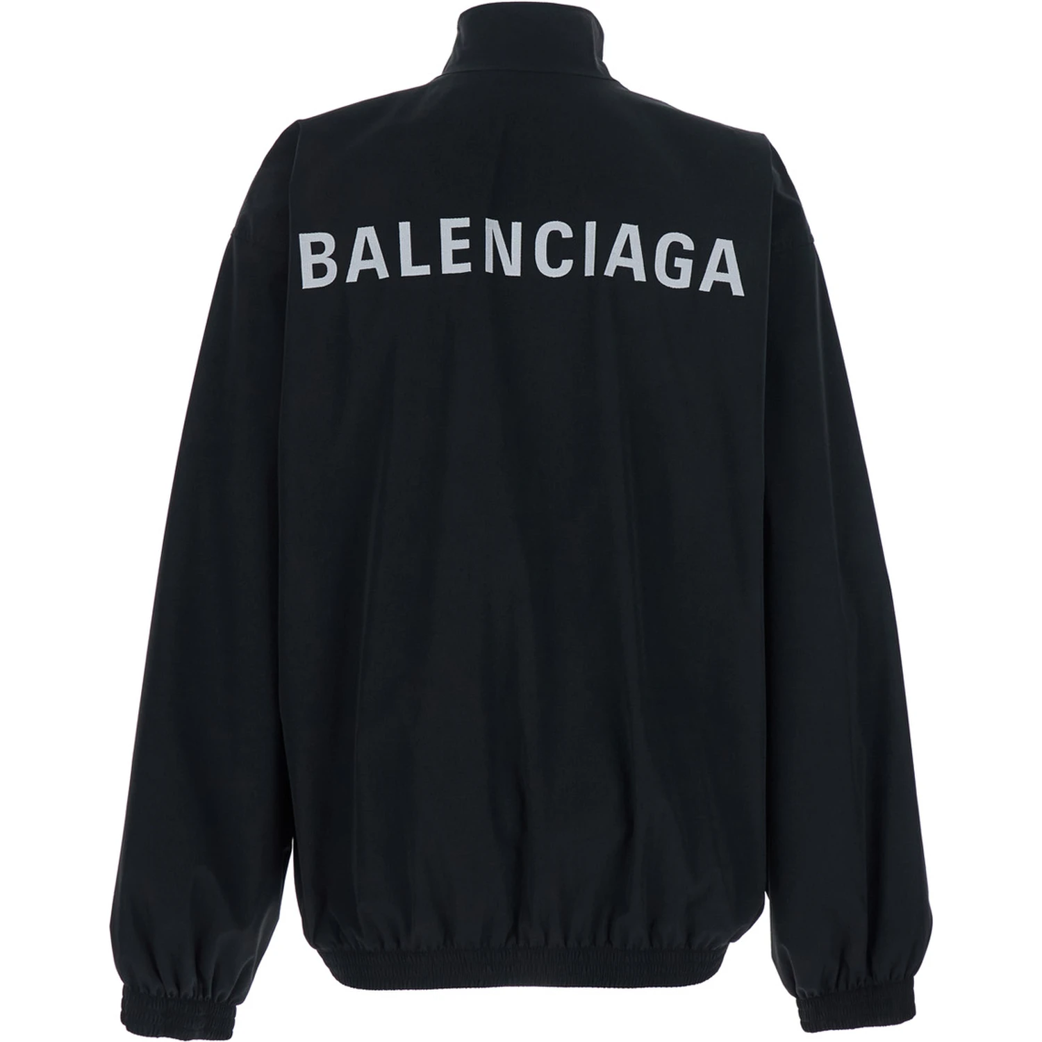 Black High Neck Sweatshirt with Logo Lettering on Front and Rear in Tech Fabric Man
