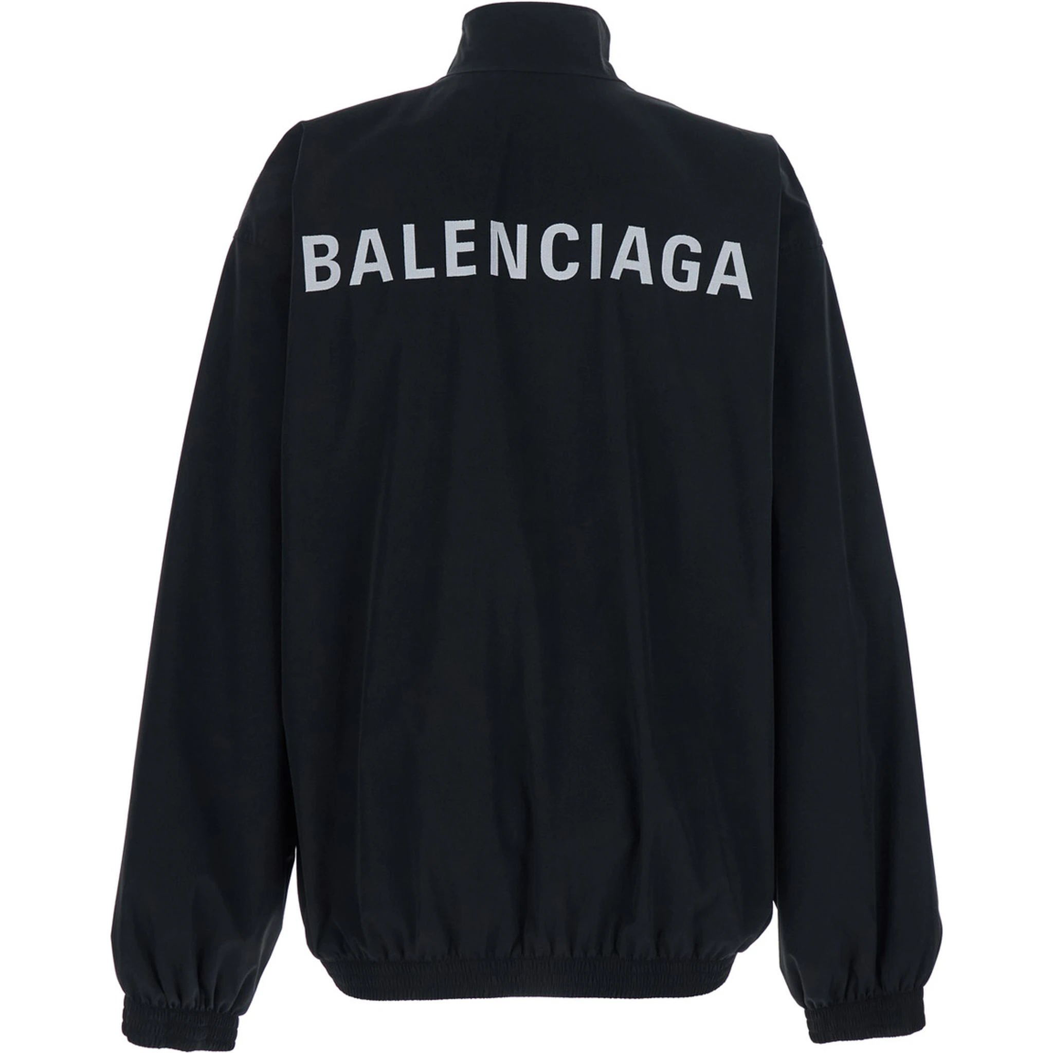 Black High Neck Sweatshirt with Logo Lettering on Front and Rear in Tech Fabric Man