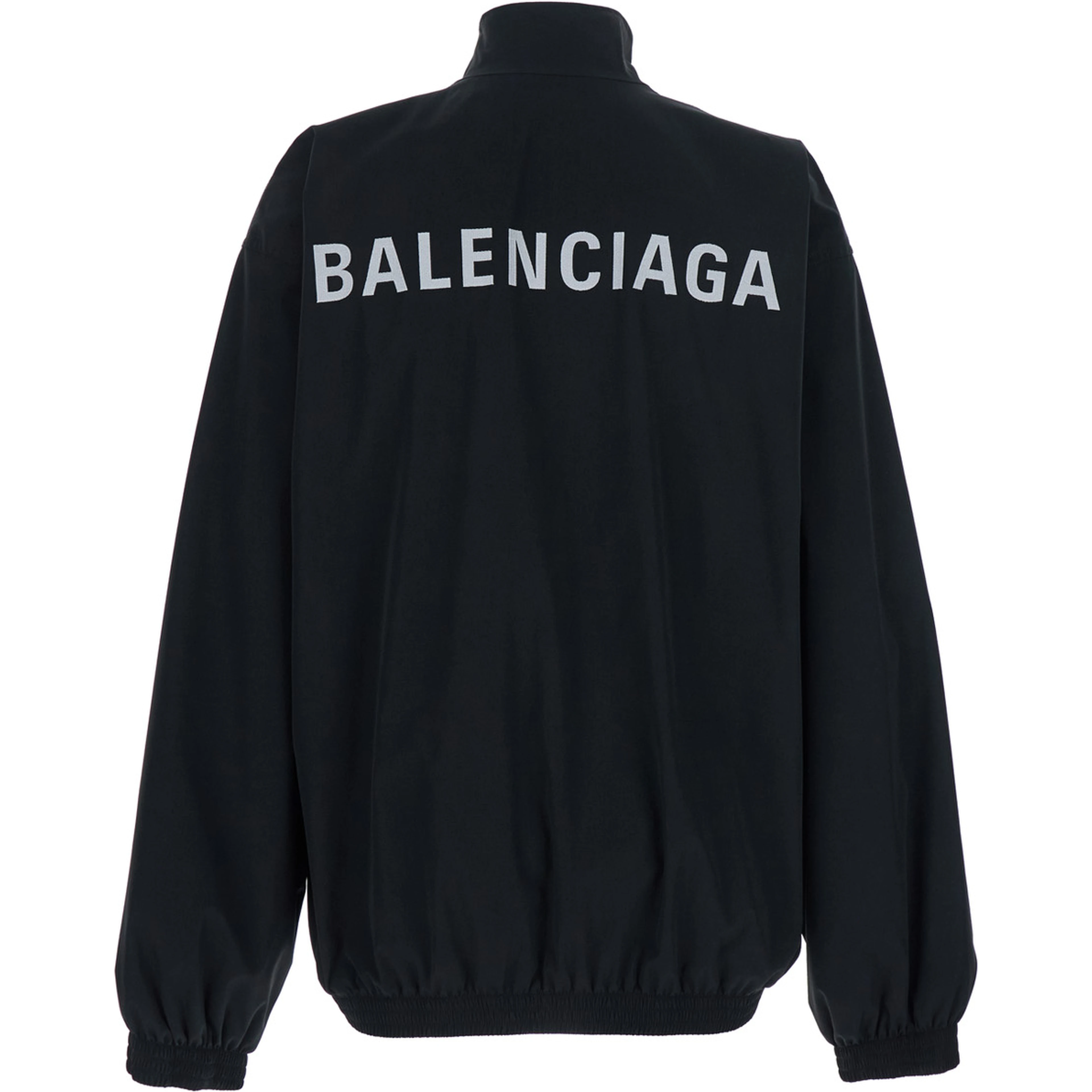 Black High Neck Sweatshirt with Logo Lettering on Front and Rear in Tech Fabric Man