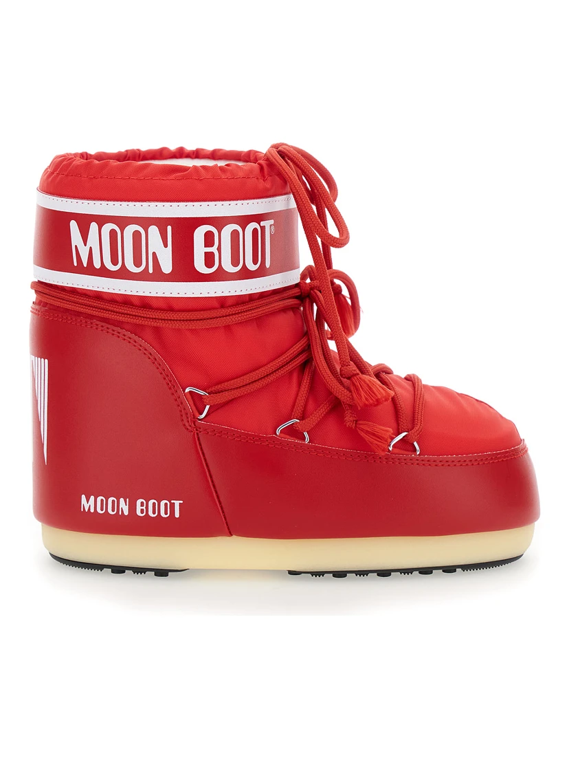 Icon Red Snow Boots with Maxi Logo Print on the Side in Tech Fabric Girl