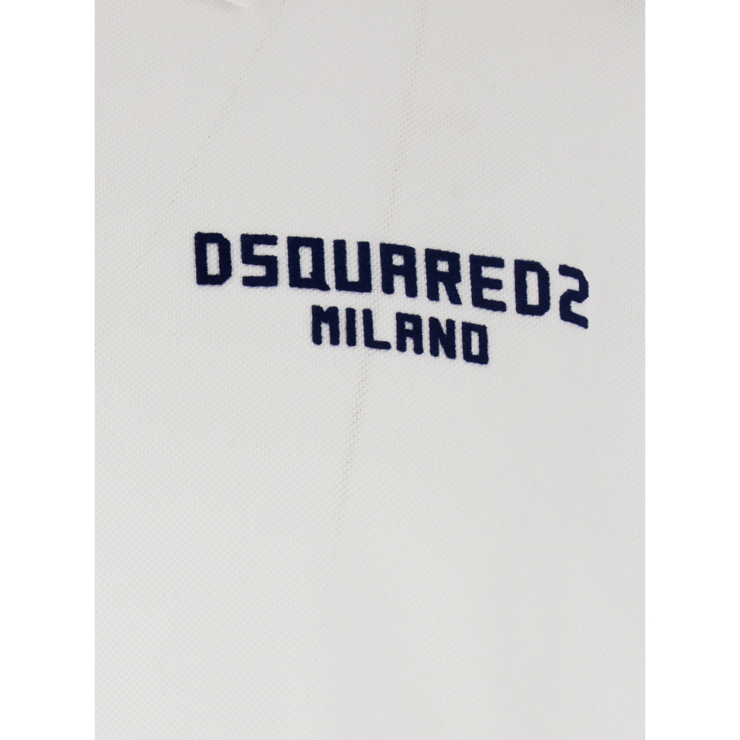 White Polo Shirt with Classic Collar and Logo Lettering on the Front in Cotton Man