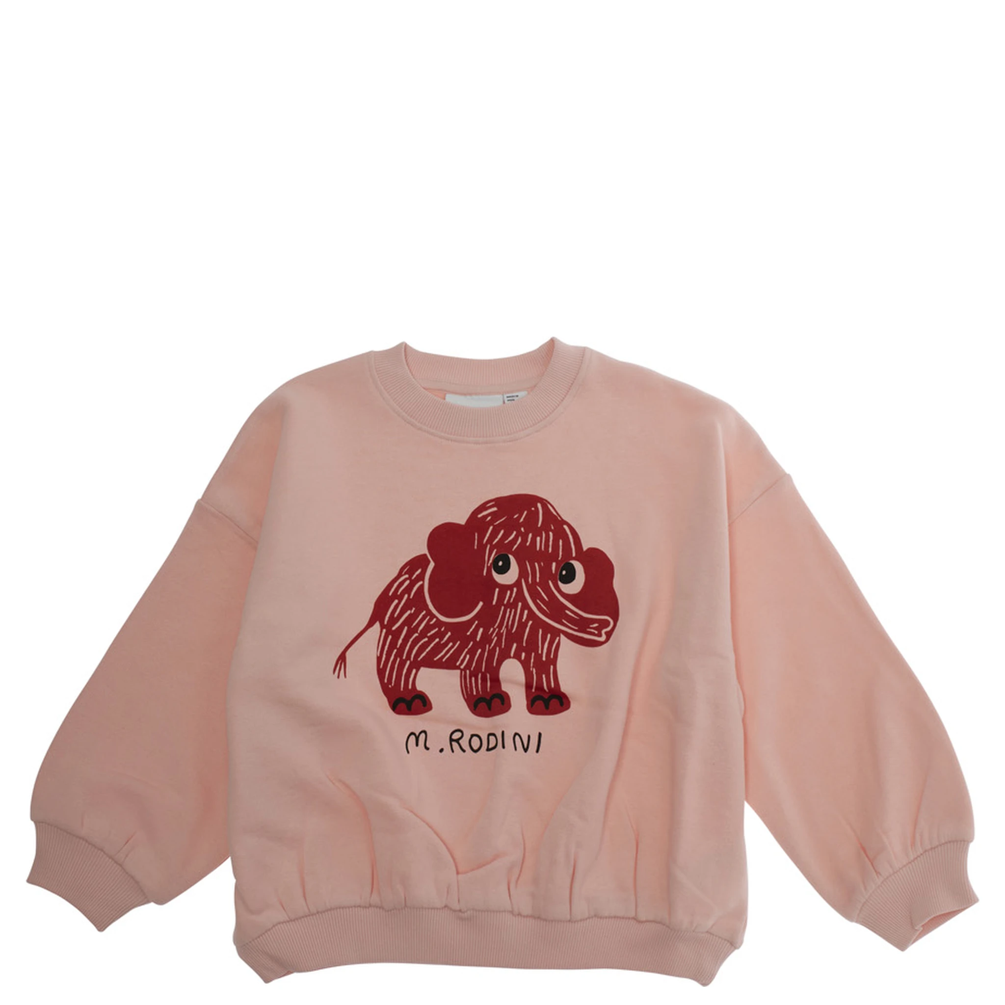 Pink Crewneck Sweatshirt with Maxi Print on the Front in Cotton Baby