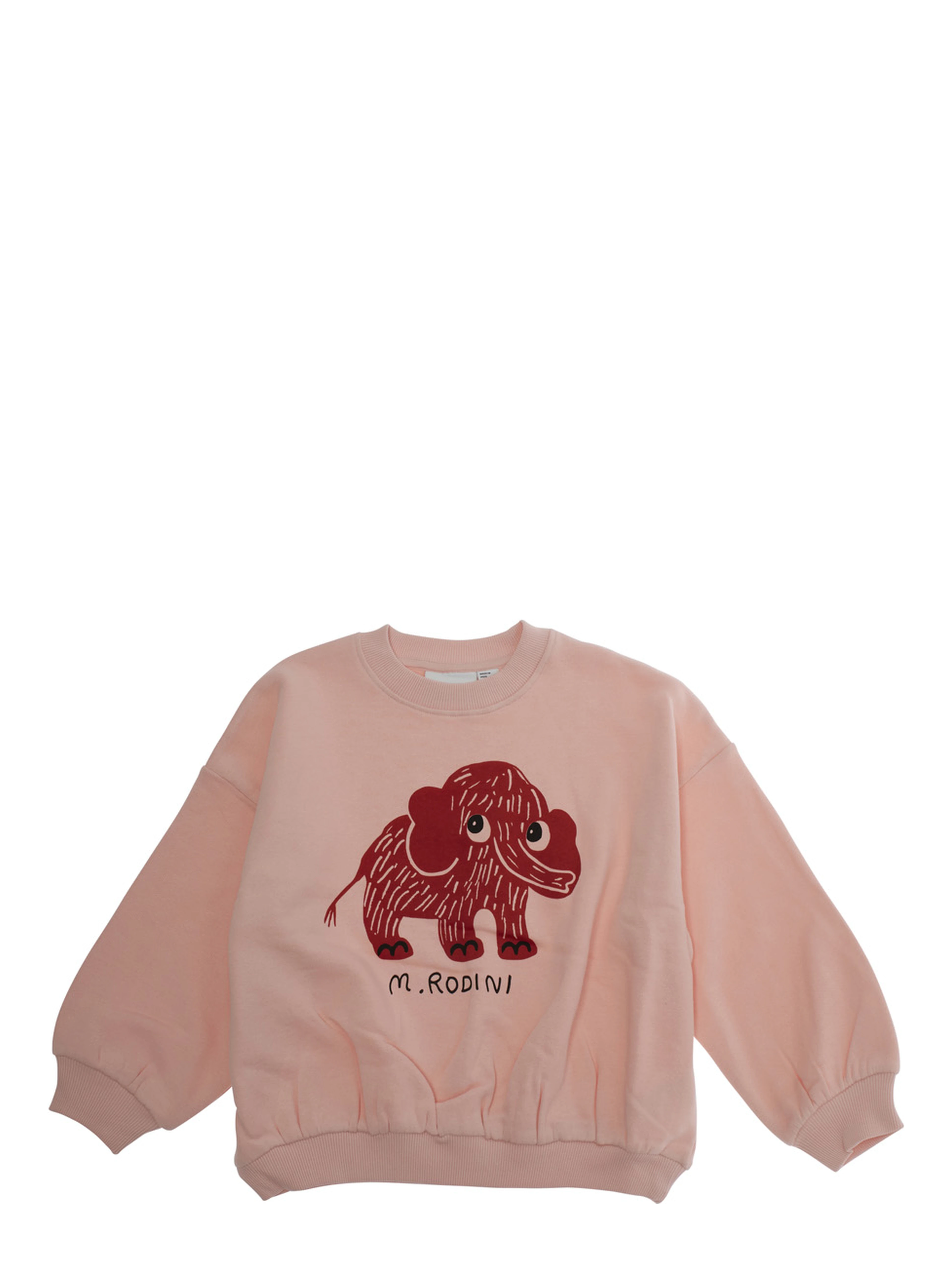 Pink Crewneck Sweatshirt with Maxi Print on the Front in Cotton Baby