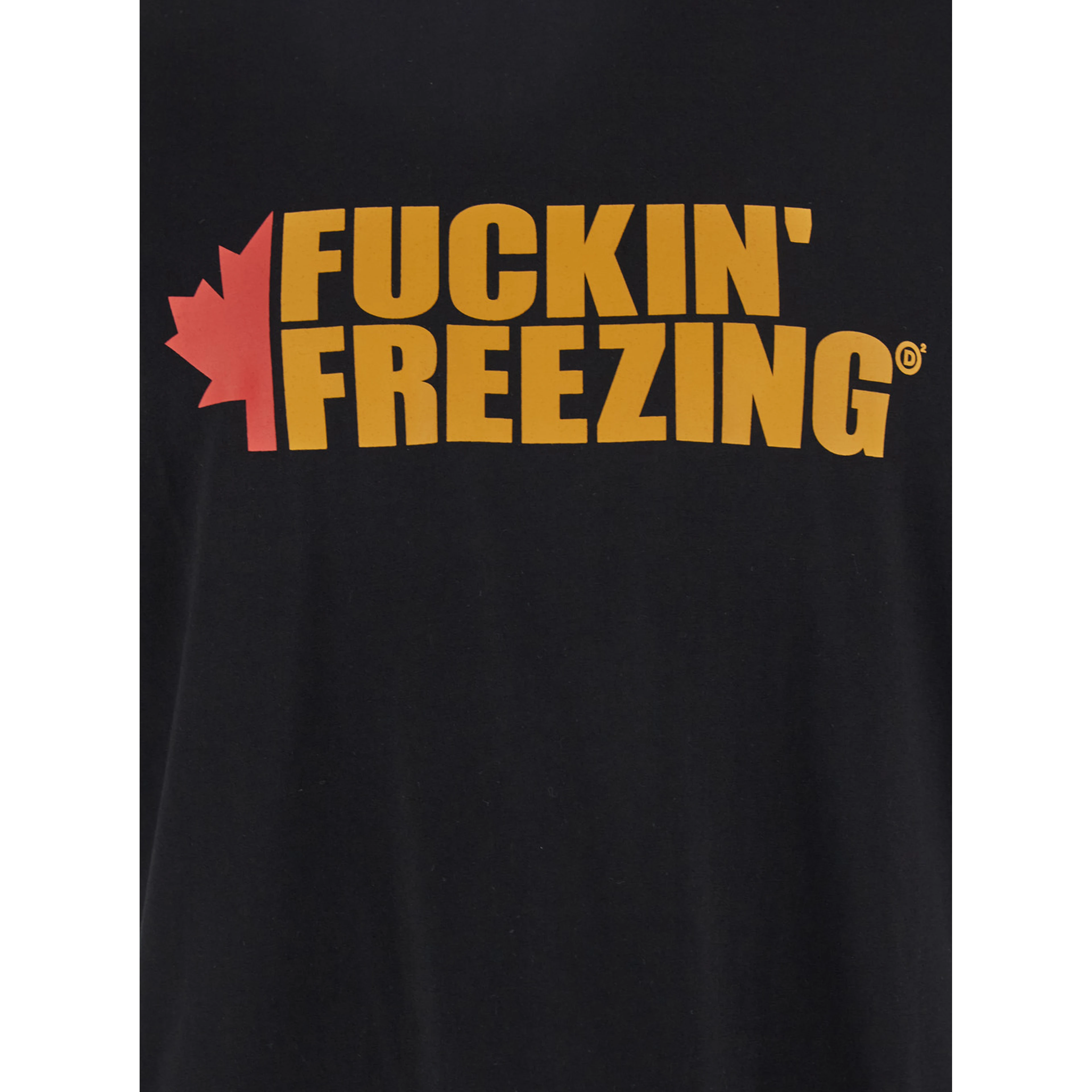 Black Crewneck T-Shirt with Print on the Front and Logo Lettering on the Rear in Cotton Man